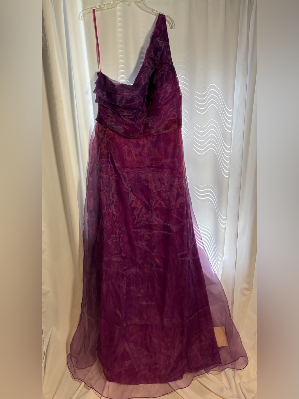 RENE-RENE RUIZ COLLECTION Purple & Pink One Shoulder A-line Organza Gown size 16